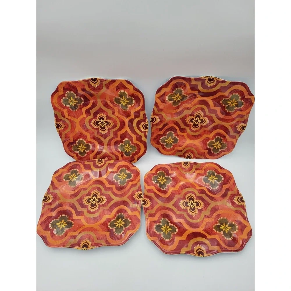 Cynthia Coulter‎ Melamine Dinnerware Set 11pc Orange Yellow Plates Bowls Outdoor